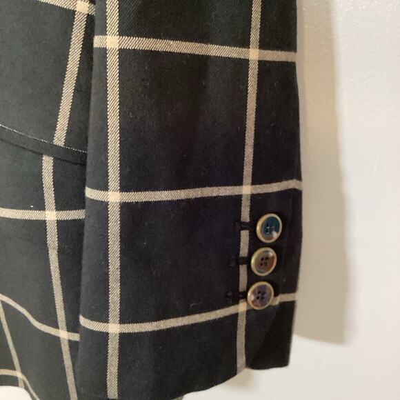 The Limited Womens Black/Khaki Plaid Large Blazer 3/4 Sleeve Preppy Career Lined - Picture 4 of 6